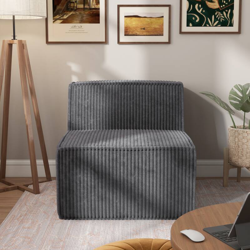 Furniture of America Navir Modern Chenille Foam Modular Sofa Chair - Armless - Dark Grey