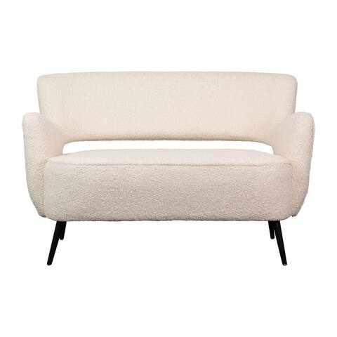 Zani 49-inch Faux Sheepskin Upholstered Modern Love Seat, White - N/A