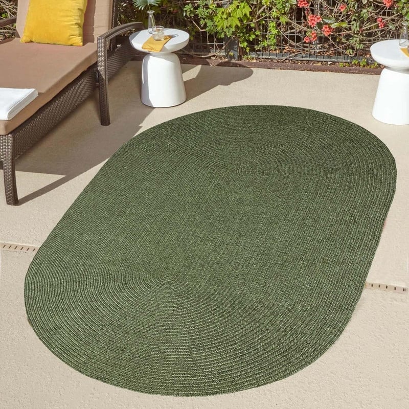 Superior Braided Reversible Indoor/Outdoor Area Rug - 8' X 10' Oval - Green