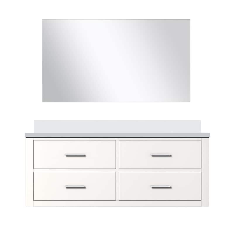 Castor Bath Vanity with Cultured Marble Top, Sink and Mirror - 48 inch - White