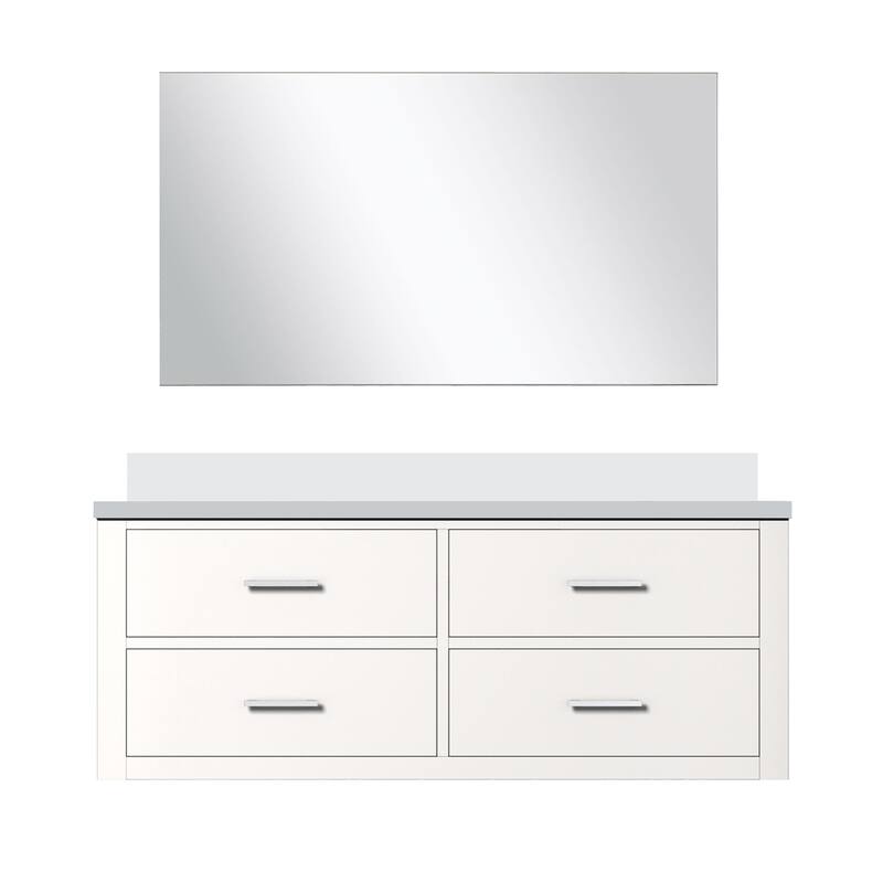 Castor Bath Vanity with Quartz Top, Sink and Mirror - 48 inch - White