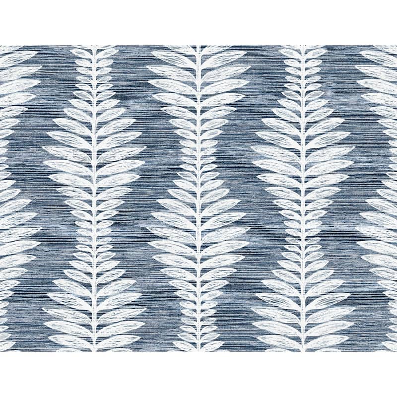 Lillian August Carina Leaf Ogee Embossed Vinyl Unpasted Wallpaper - 27 in. W x 27 ft. L - Island Night
