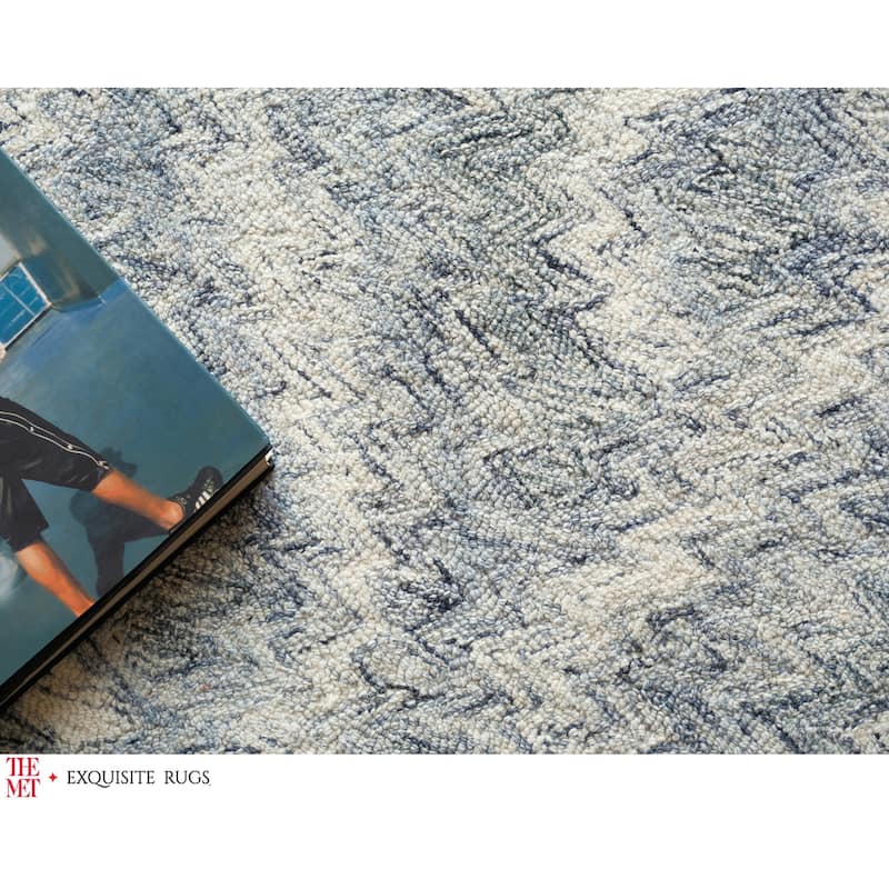 The Met X Exquisite Rugs Bargello Light Blue Area Rug