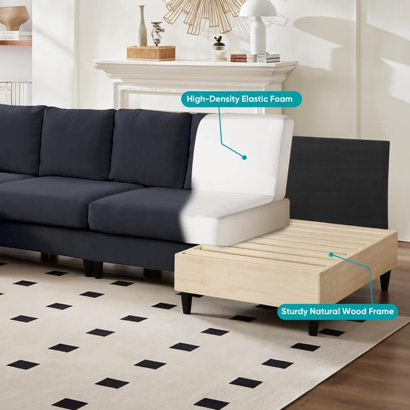 Mixoy 114inch U-Shaped Sectional Sofa,Living Room Modern Couch with Chaise,5-Seat Modular Sofa
