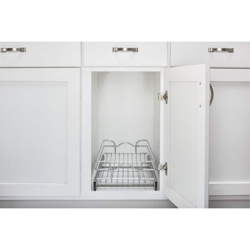 Rev-A-Shelf Pullout Single Basket Organizer for Kitchen Cabinets, 24 x 22 In, 5WB1-2422CR-1 - 23.5"W x 22"D x 6"H