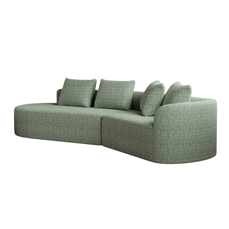 Modular Curved Sectional Sofa, Oversized Chenille Cloud Couch, Compressed Upholstered Sofa with 4 Throw Pillows
