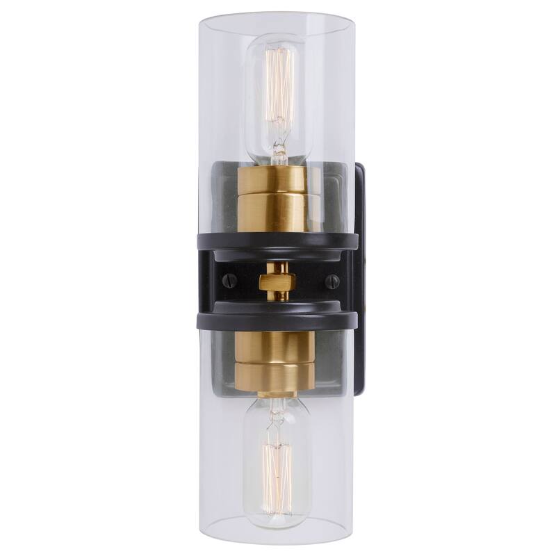 Forte Lighting 4.5Wx13Hx5.5E Indoor Up Lighting Wall Sconce - Black and Soft Gold