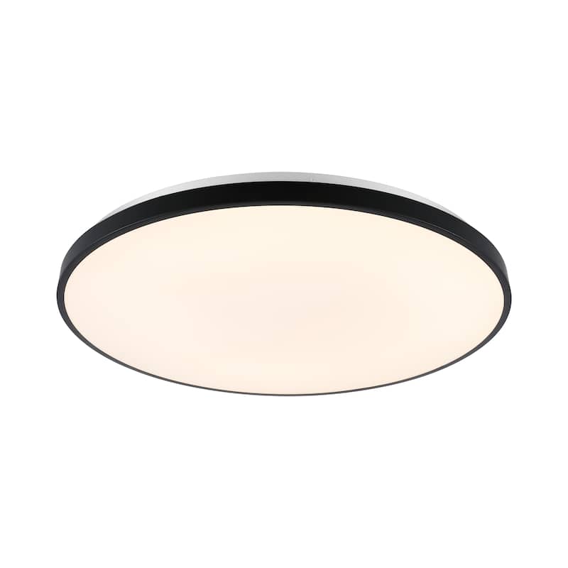 Marelle 21.25" 1-Light Modern Minimalist Iron Circle Integrated LED Flush Mount by JONATHAN Y - Black
