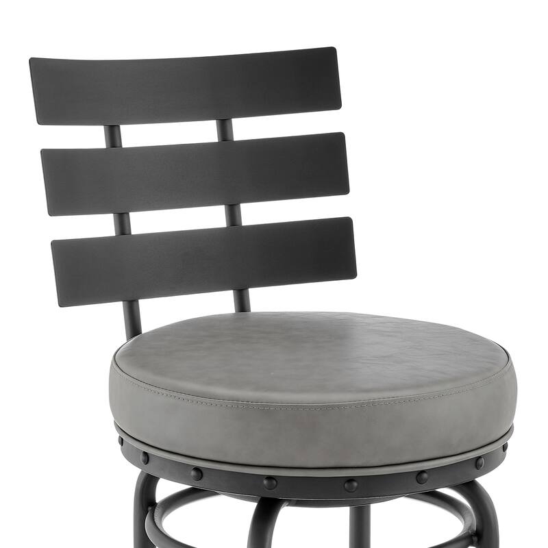 Natya Modern Swivel Counter/Bar Stool in Faux Leather and Metal