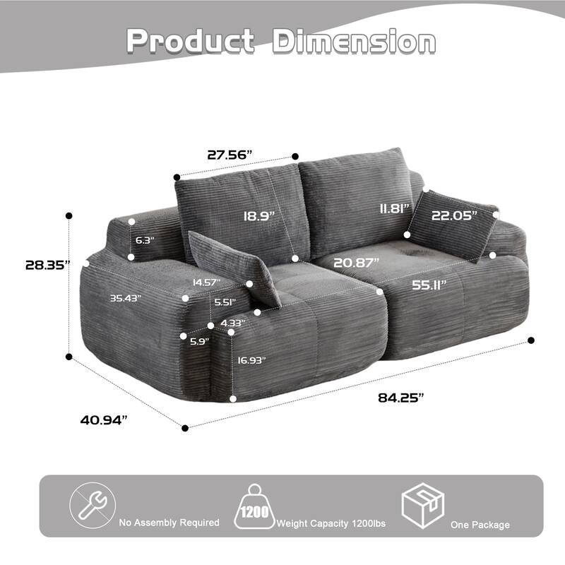 Featured Loveseat Sofa Couch with Throw Pillows, 2 Seater Large Sectional Sofa Couches for Living Room