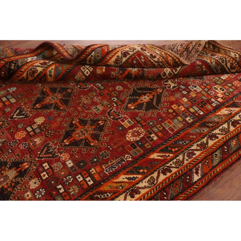 Hand Knotted Oriental 100% Wool Carpet Traditional Tribal Red Kashkoli Area Rug - 8' 2'' X 5' 4''