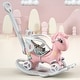preview thumbnail 1 of 18, Rocking Horse for Toddlers Backrest and Balance Board for Baby Girl and Boy - 26.77"L * 11.81"W * 27.56"H Pink