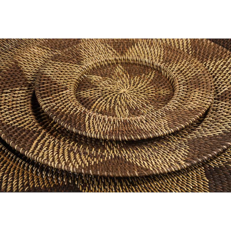 Rattan Plate Handmade Woven Floral Basket Home Wall Decor - Set of 3 Light Brown or Brown - Roche River Decor