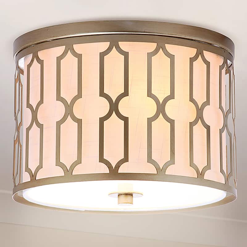 Thatcher Metal LED Flush Mount, by JONATHAN Y - 2-Light - Soft Gold