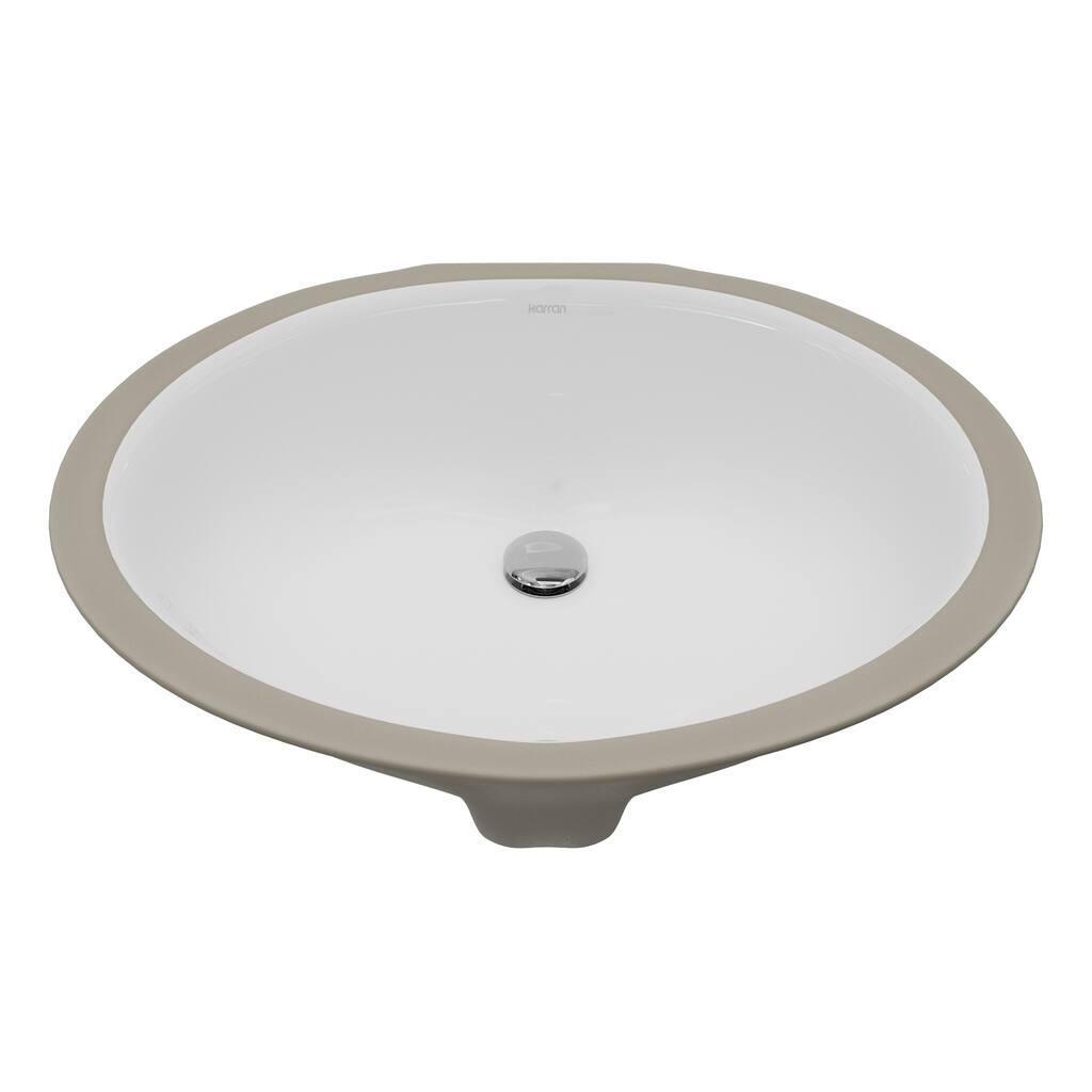 Karran Valera 19" Oval Undermount Vitreous China Bathroom Sink in White