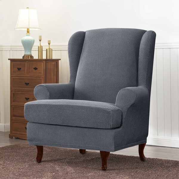 Subrtex 2-Piece Stretch Wingback Chair Covers Textured Grid Furniture Cover. Opens flyout.