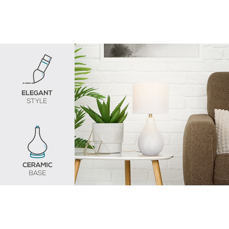 Catalina Sandrift Ceramic Table Lamp - White