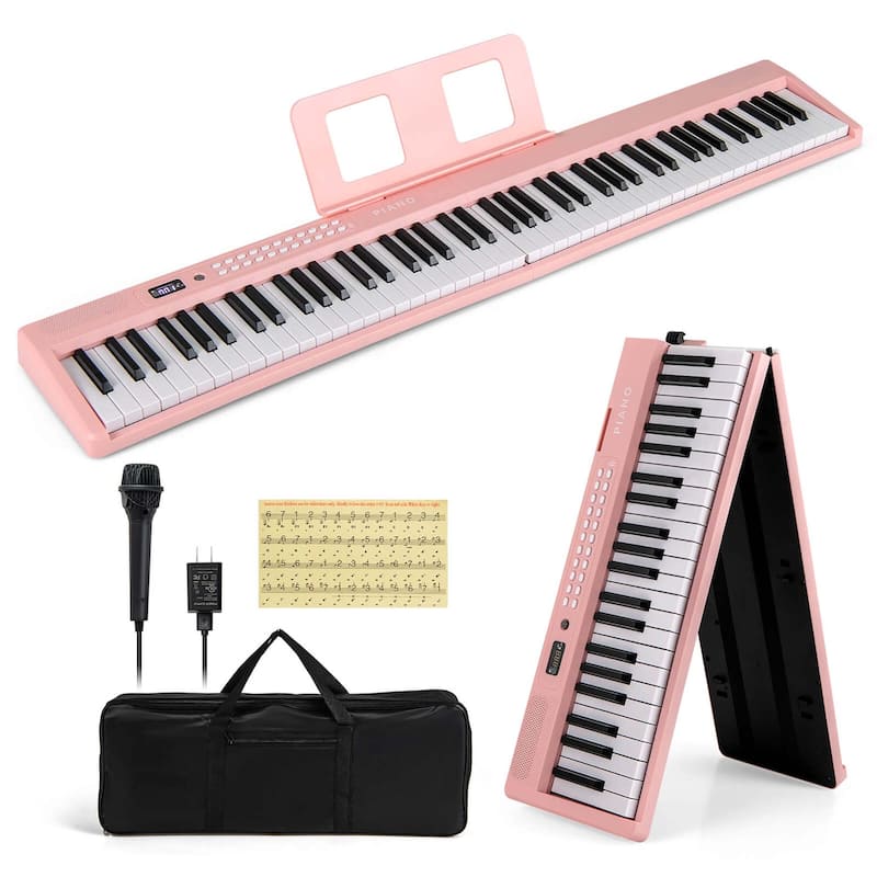 Folding Portable Semi-Weighted Keyboard 88 Key Keyboard Piano - Pink