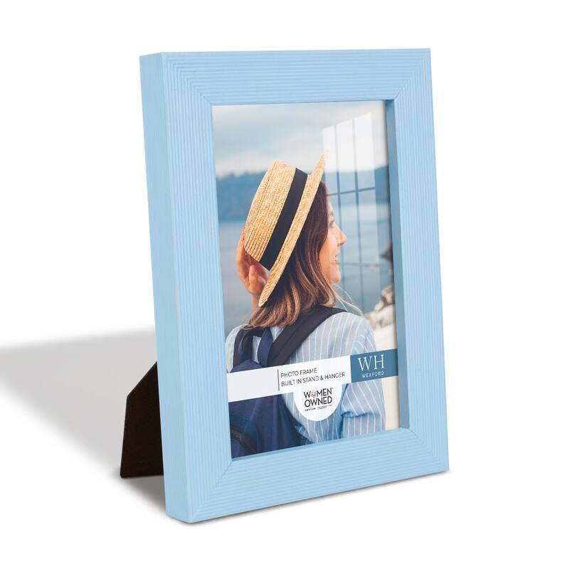 4 Piece Set Solid Wood Picture Frame - Blue - 4x6