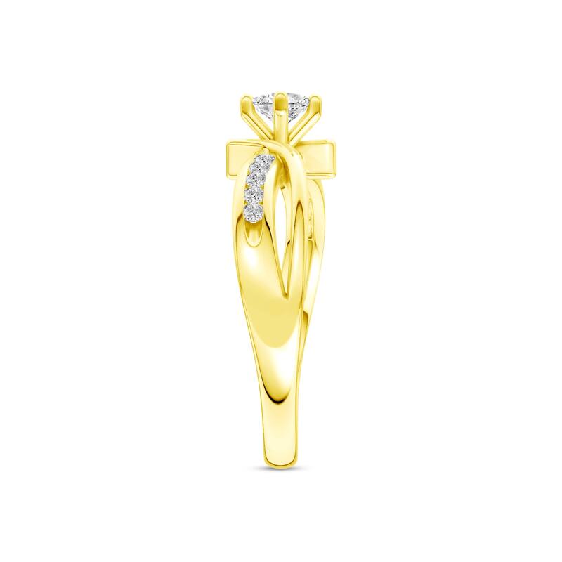 1/4ct TDW Diamond Bypass Engagement Ring in 10K Yellow Gold for Women