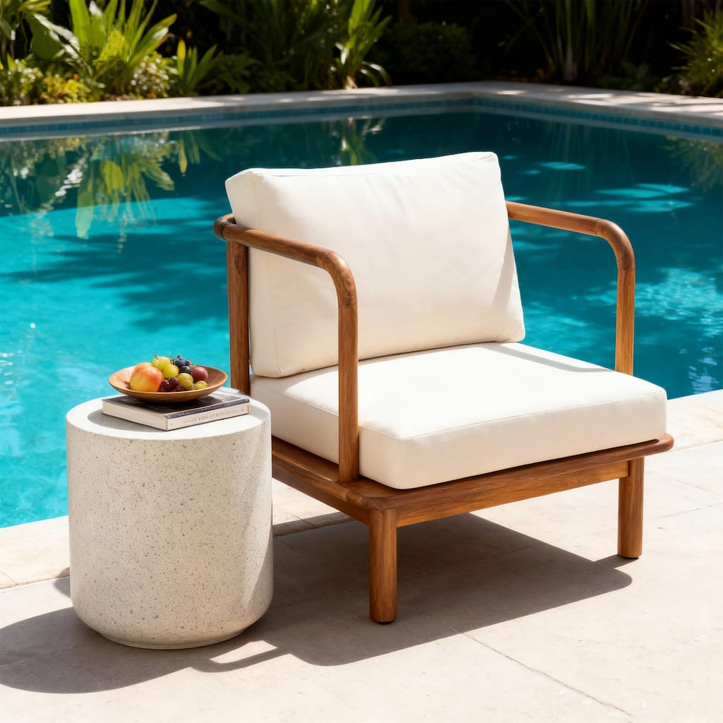 Christopher Knight Home Canape Modern Outdoor Acacia Wood Club Chair with Water-Resistant Cushions