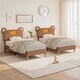 preview thumbnail 2 of 9, Javlergo Twin Size Upholstered Platform Bed Frame with Bear Ears Headboard and Light, Kids Bed Set of 2