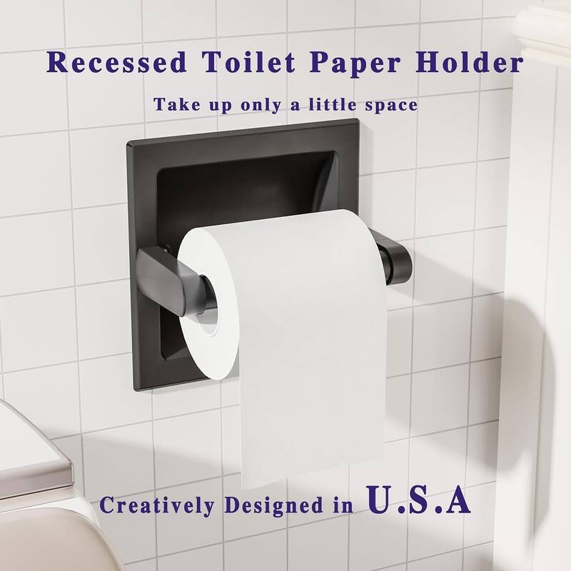Embedded toilet paper holder, modern hotel style rotating wall mounted toilet paper holder