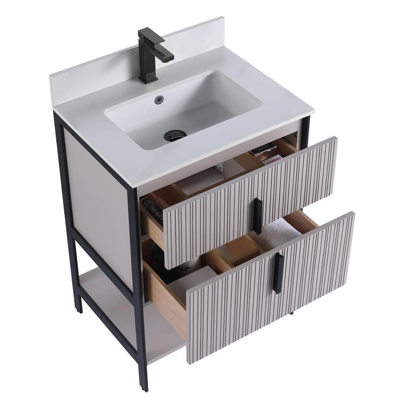 Fine Fixtures Serenity Modern Bathroom Vanity with White Stone Top