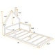 preview thumbnail 3 of 9, Twin House Bed Wood Floor Bed with House-shaped and Chimney Headboard for Kids White Montessori Floorbed with Handrails, Slats