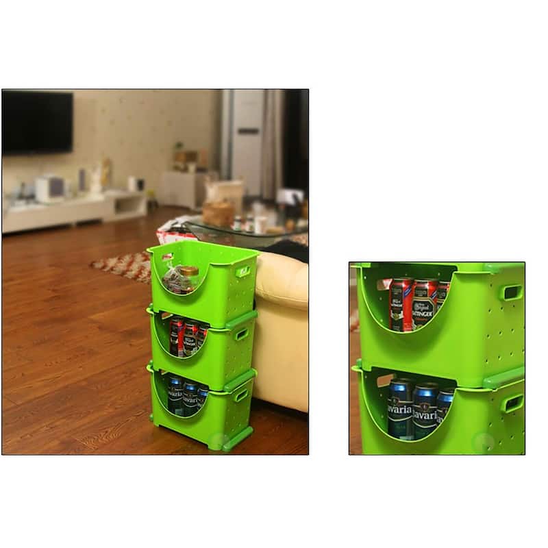 Basicwise Plastic Stackable Storage Containers