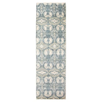 ECARPETGALLERY Hand-knotted Mystique Teal Wool Rug - 2'10 x 9'8