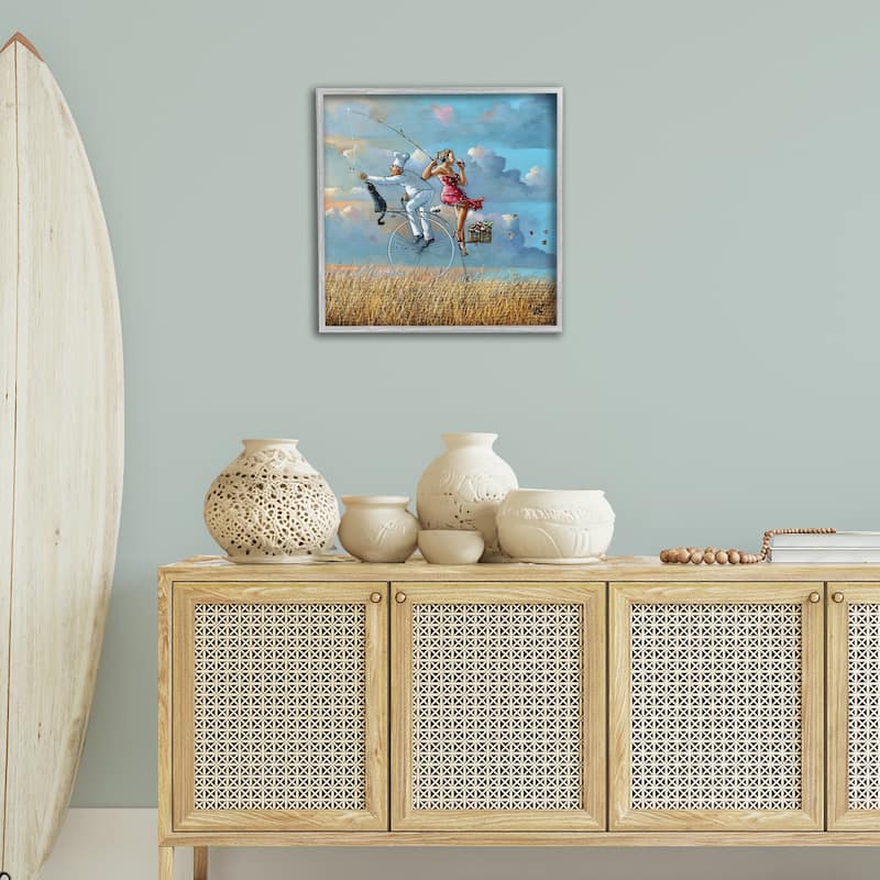 Stupell Charming Lady & Chef Bicycle View Framed Giclee Art Design By Ronald West