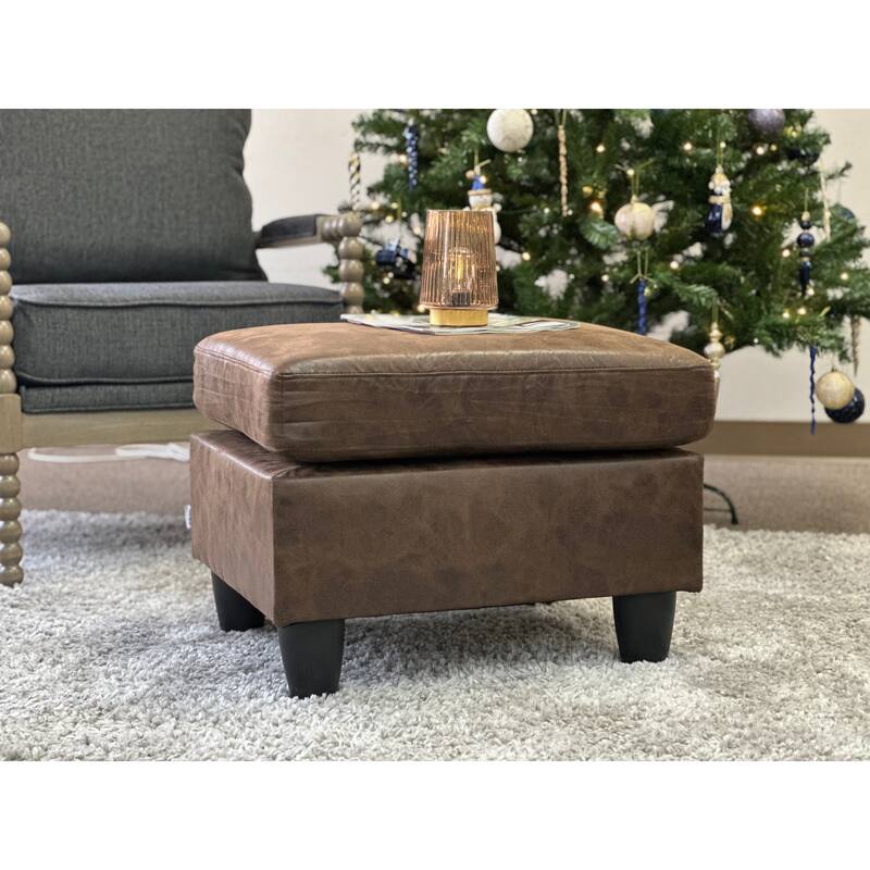 Faux Leather Ottoma,Padded cushion for maximum comfort,Upholstered in rich, breathable faux leather