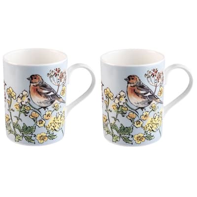 Roy Kirkham Lucy Mugs - Morning Chorus Set of 2, Design: Brown Bird
