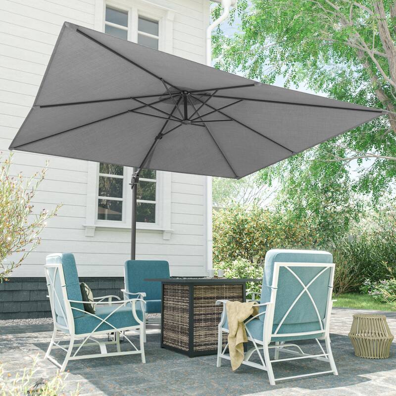 LIVOOSUN 10x8FT Rectangular Cantilever Patio Umbrella Aluminum Frame