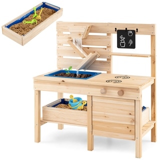 Costway Mud Kitchen with Detachable Sandbox Outdoor Play Pretend - See Details