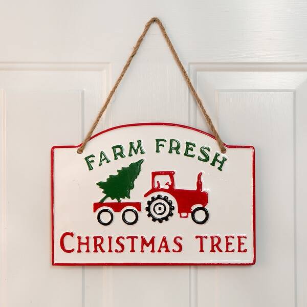 Farm Fresh Christmas Tree Hanging Metal Wall Sign On Sale Overstock Farm Fresh Christmas Tree Hanging Metal Wall Sign On Sale Overstock