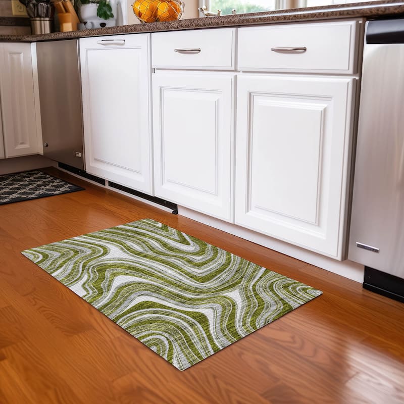 Machine Washable Indoor/ Outdoor Chantille Contemporary Abstract Rug