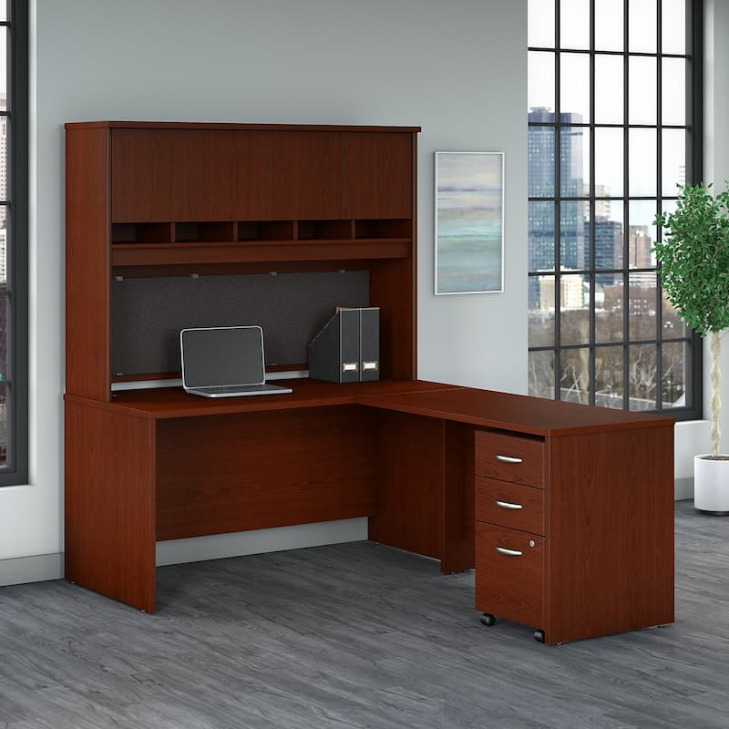 Series C 60W L Desk with Hutch and Drawers by Bush Business Furniture