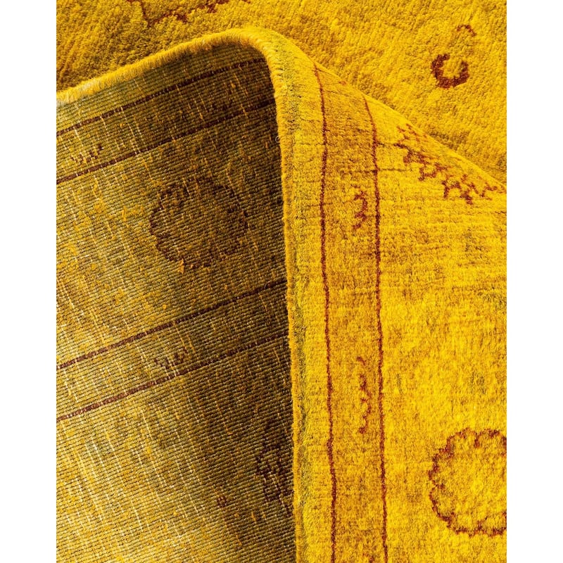 Overton Hand Knotted Wool Vintage Inspired Modern Contemporary Overdyed Yellow Area Rug - 3' 0" x 5' 0"