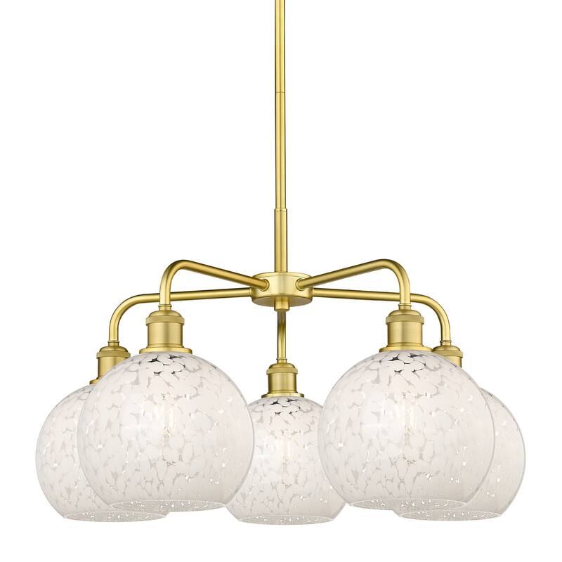 Innovations Lighting 516-5C-16-26-White Mouchette-Indoor Chandelier - Satin Gold / White Mouchette