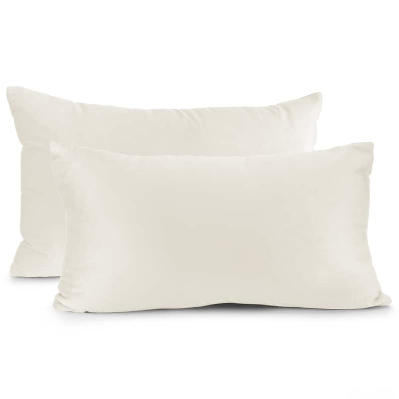 Porch & Den Cosner Microfiber Velvet Throw Pillow Covers (Set of 2) - 12" x 20" - Off-white