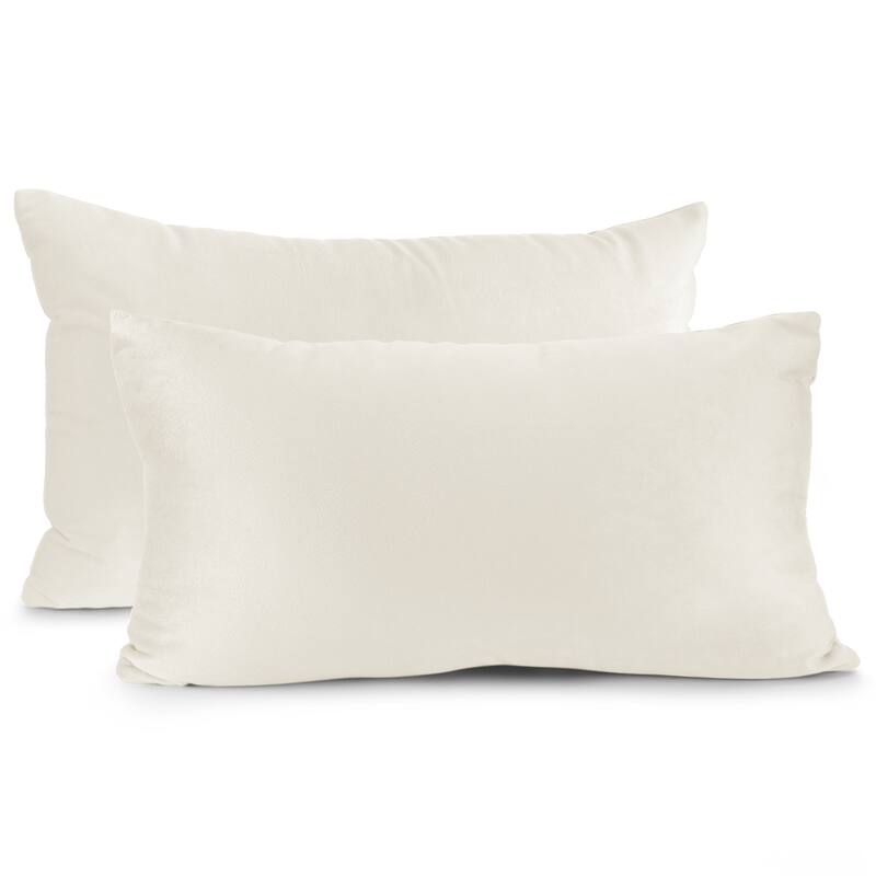 Porch & Den Cosner Microfiber Velvet Throw Pillow Covers (Set of 2) - 12" x 20" - Off-white