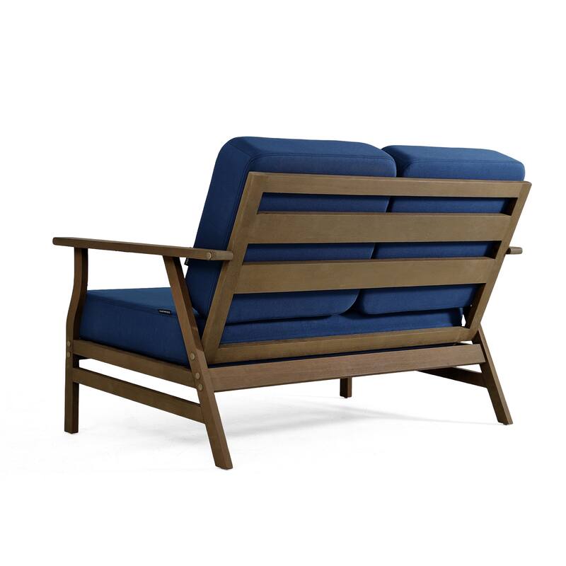 Modern Wood Outdoor Patio Sofa Loveseat with Cushion