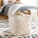 preview thumbnail 1 of 4, Natalia Textured Farmhouse 18-inch Square Pouf Beige