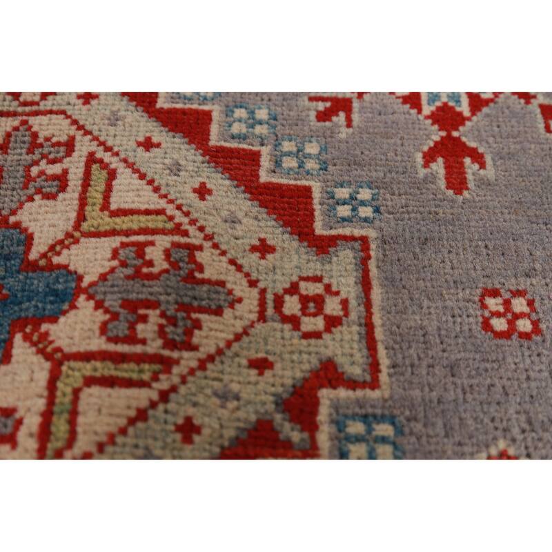 Hand Knotted Oriental 100% Wool Carpet Traditional All-Over Greys & Charcoal Kazak Area Rug - 9' 8'' X 8' 2''