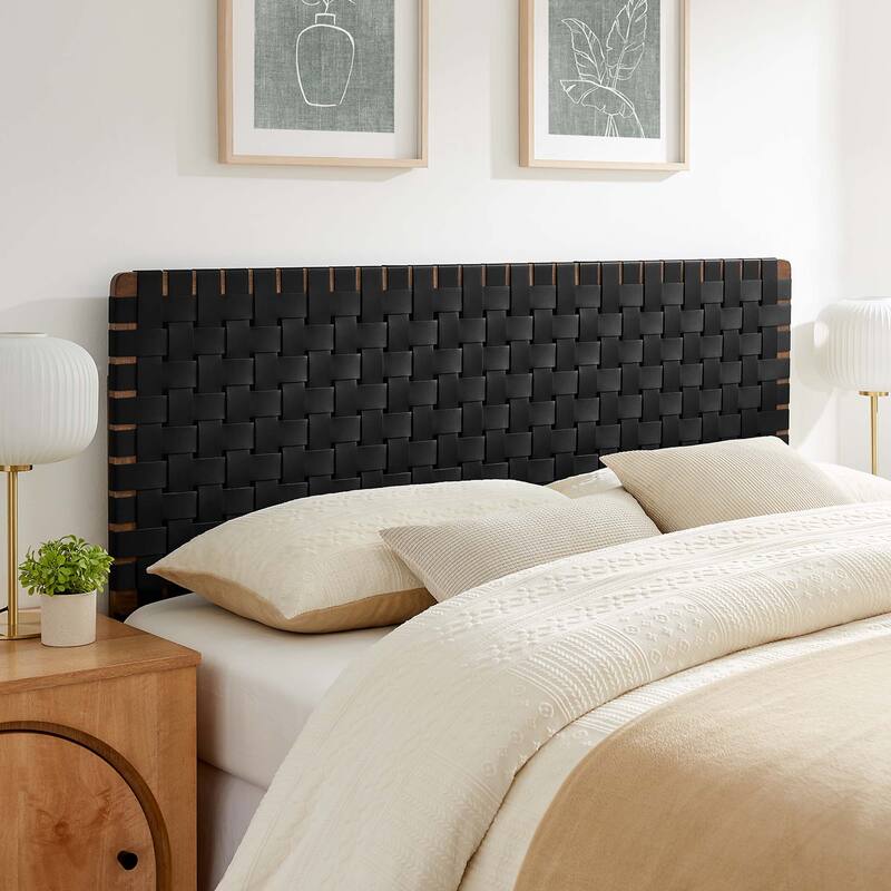 Sparta Twin/Full/Queen/King Vegan Leather Weave Headboard - Walnut Black
