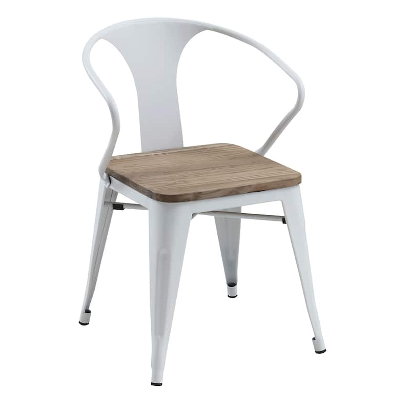 Rish Industrial Wood Seat Metal Dining Chairs by Furniture of America (Set of 2) - White