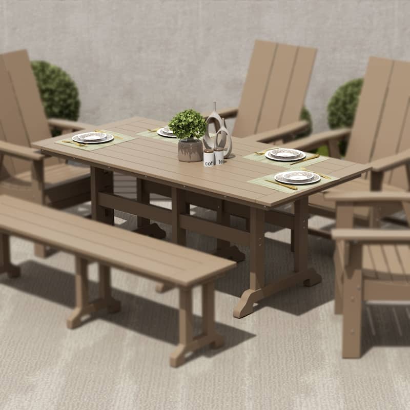 Polytrends Laguna Hdpe All Weather Outdoor Patio 71" Rectangular Dining Table - Weathered Wood