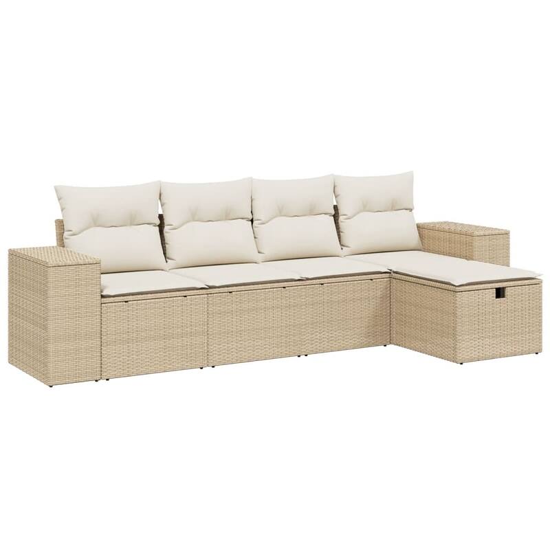 vidaXL Garden Sofa Set Beige/Black/Brown/Grey